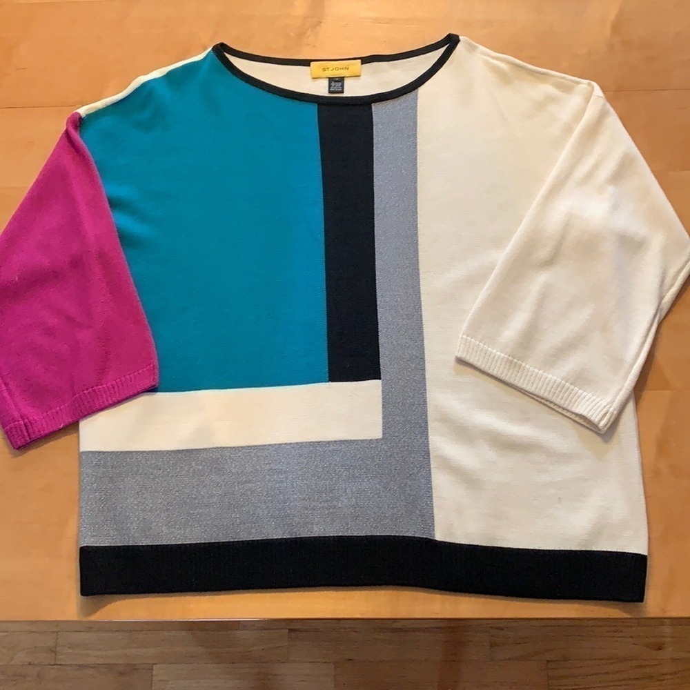 St John Colorblock Boxy Sweater L